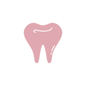 Pink tooth illustration on black background.