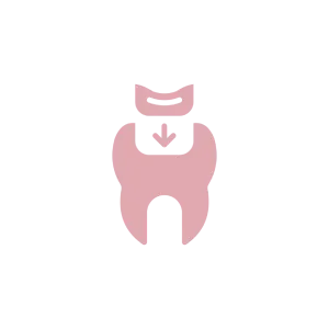 Tooth with an arrow and crown symbol.