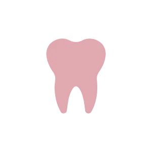 Pink tooth silhouette on black background.